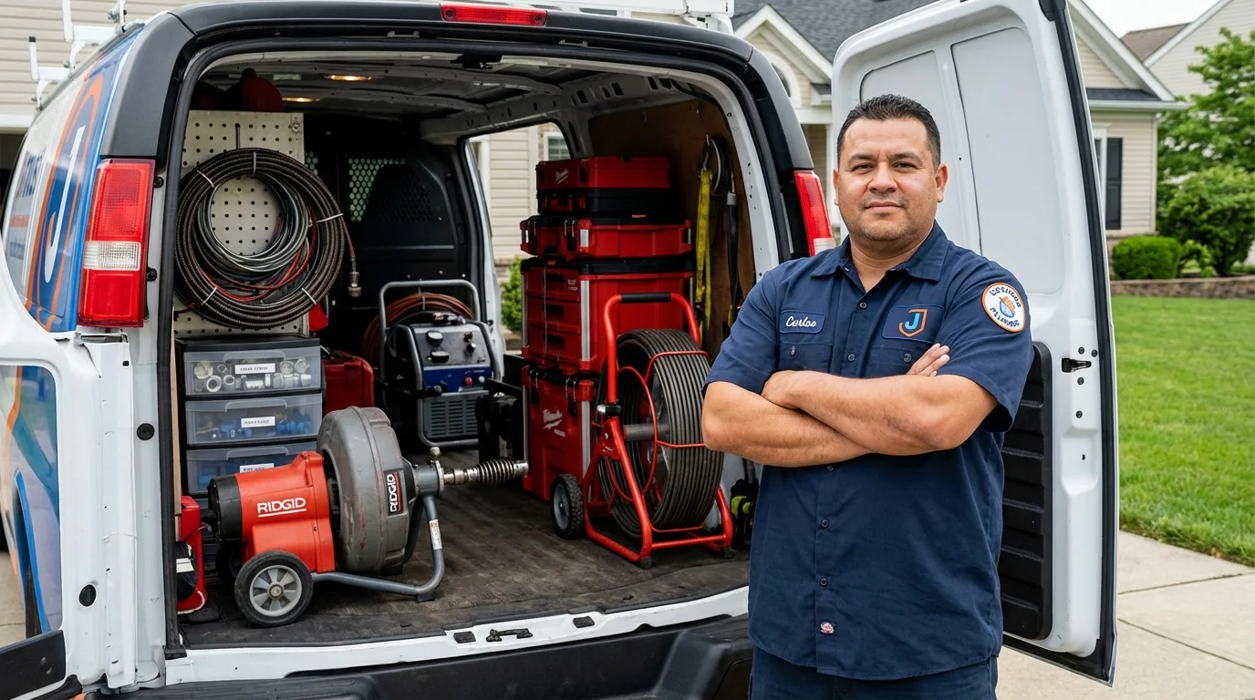 Professional drain cleaning equipment and Johns Plumbing LLC plumber in Lawrenceville