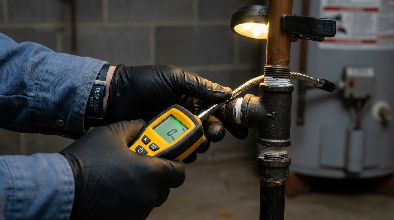 Gas leak detection with electronic sniffer by Johns Plumbing LLC in Lawrenceville